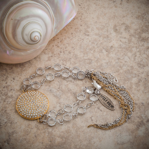 CRYSTAL CASCADE DRAPED CHAIN BRACELET