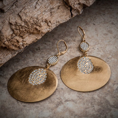 COUNTESS BRUSHED GOLD & CRYSTAL DROP EARRING