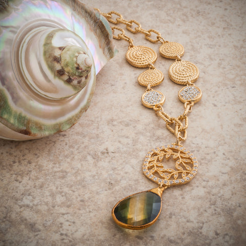 AMETRINE & CRYSTAL VINE TEARDROP NECKLACE