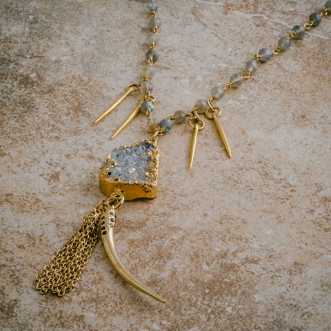 DRUZY TASSEL SPIKE NECKLACE