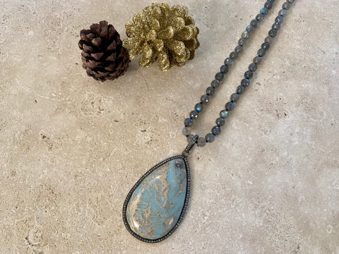 Turquoise Diamond Teardrop Necklace