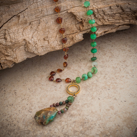 AFRICAN CHRYSOPRASE & TURQUOISE NECKLACE